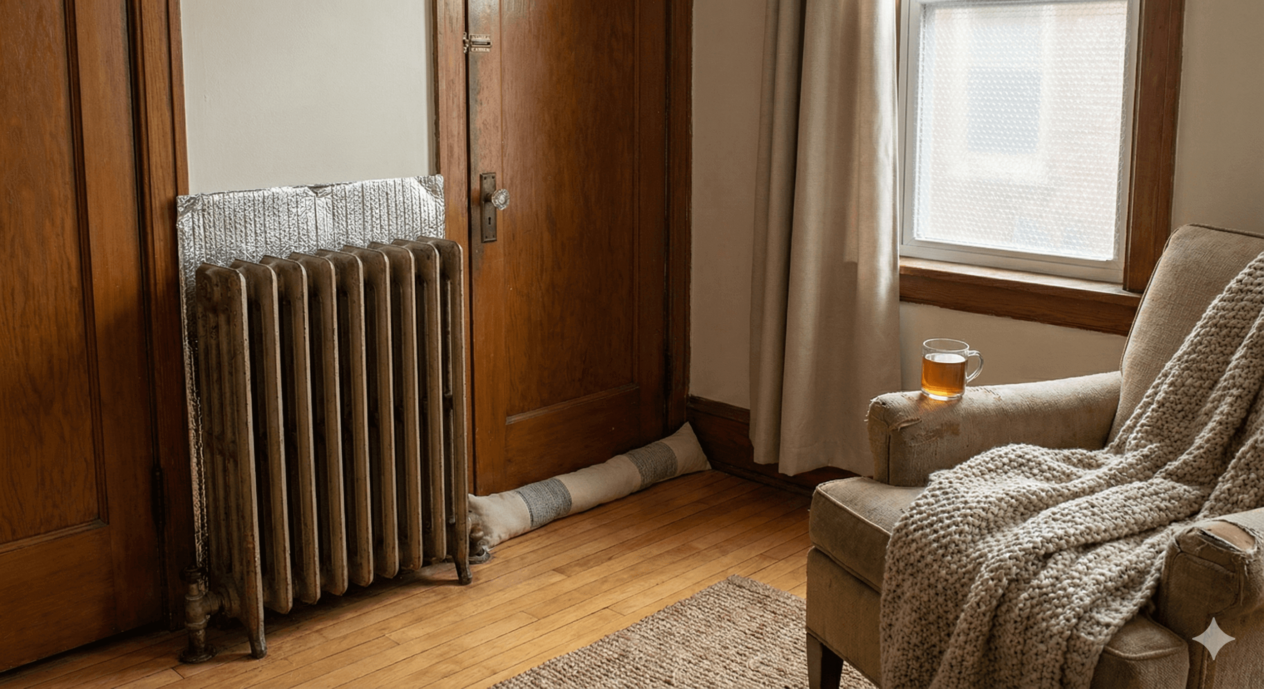 Cozy apartment after being winterized.